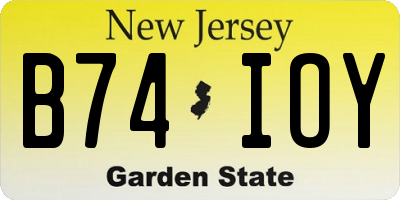 NJ license plate B74IOY