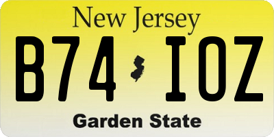 NJ license plate B74IOZ
