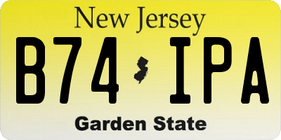 NJ license plate B74IPA