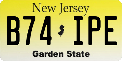 NJ license plate B74IPE