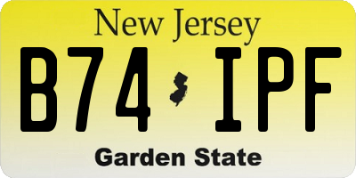 NJ license plate B74IPF