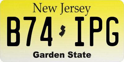 NJ license plate B74IPG