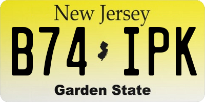 NJ license plate B74IPK