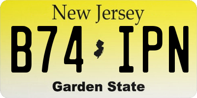NJ license plate B74IPN