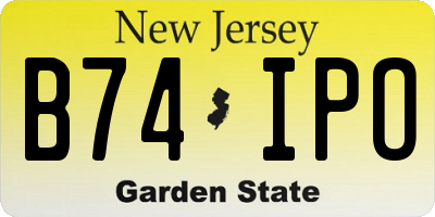 NJ license plate B74IPO