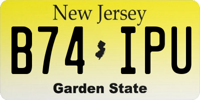 NJ license plate B74IPU