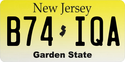 NJ license plate B74IQA