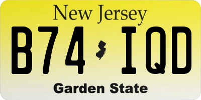 NJ license plate B74IQD