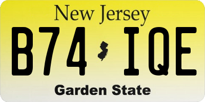 NJ license plate B74IQE