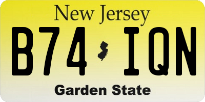 NJ license plate B74IQN