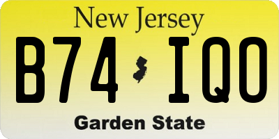 NJ license plate B74IQO