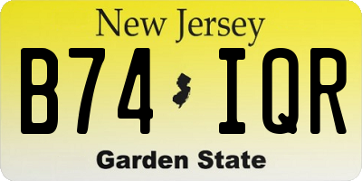 NJ license plate B74IQR