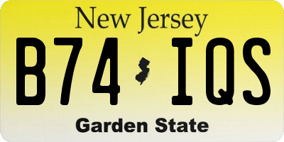 NJ license plate B74IQS