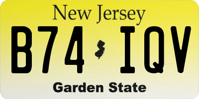 NJ license plate B74IQV