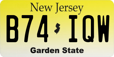 NJ license plate B74IQW
