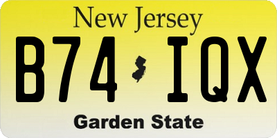 NJ license plate B74IQX