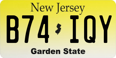 NJ license plate B74IQY