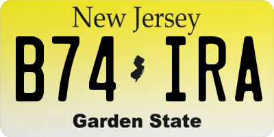 NJ license plate B74IRA