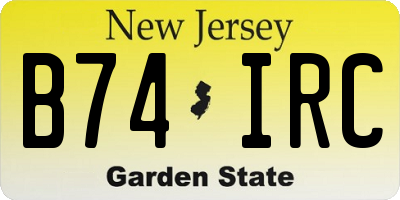 NJ license plate B74IRC
