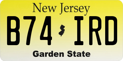 NJ license plate B74IRD