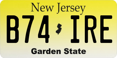 NJ license plate B74IRE