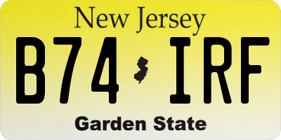 NJ license plate B74IRF