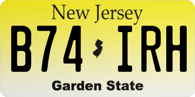NJ license plate B74IRH
