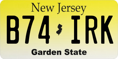 NJ license plate B74IRK