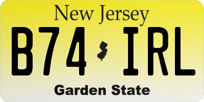 NJ license plate B74IRL