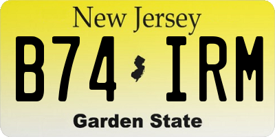 NJ license plate B74IRM