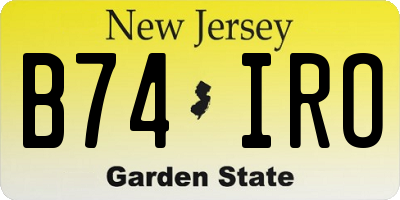 NJ license plate B74IRO