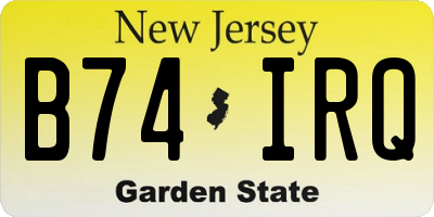 NJ license plate B74IRQ
