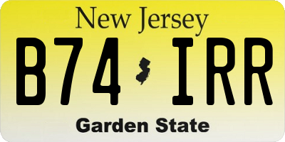 NJ license plate B74IRR