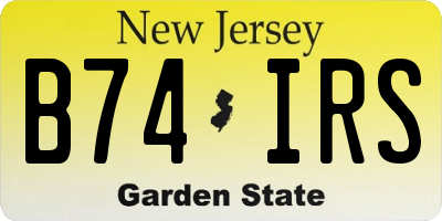 NJ license plate B74IRS