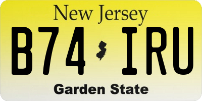 NJ license plate B74IRU