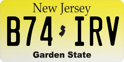 NJ license plate B74IRV