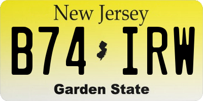 NJ license plate B74IRW