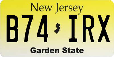 NJ license plate B74IRX