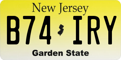 NJ license plate B74IRY
