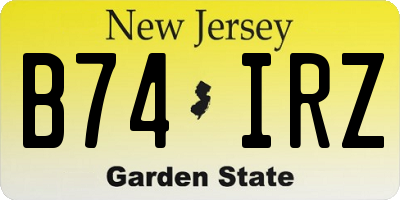 NJ license plate B74IRZ