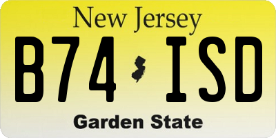 NJ license plate B74ISD