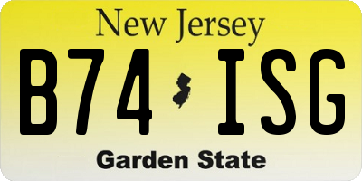 NJ license plate B74ISG