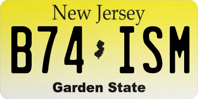 NJ license plate B74ISM