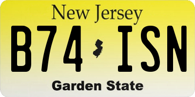 NJ license plate B74ISN