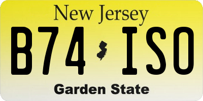 NJ license plate B74ISO