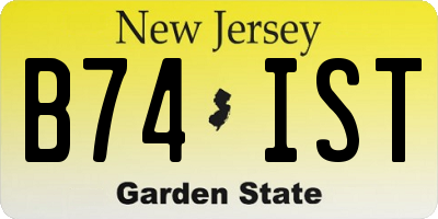 NJ license plate B74IST