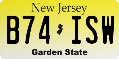 NJ license plate B74ISW
