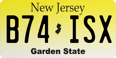 NJ license plate B74ISX