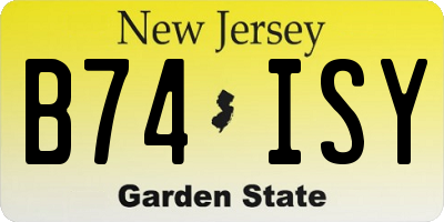 NJ license plate B74ISY