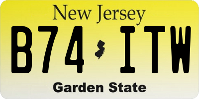 NJ license plate B74ITW
